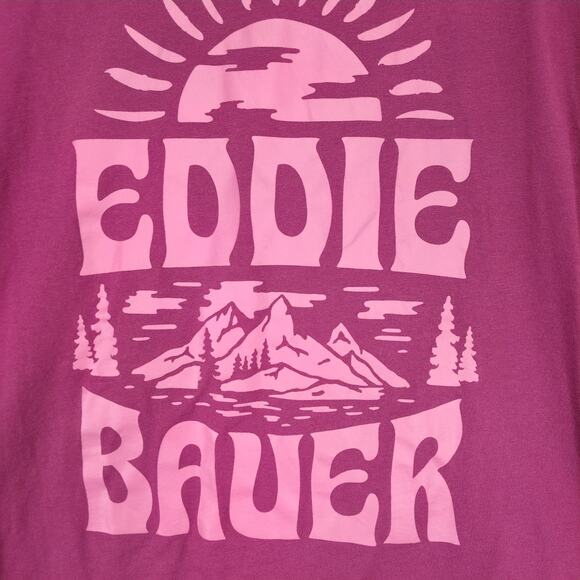 Eddie Bauer Women's 2XL Burgundy Long Sleeve T-Shirt, 2-Sided Graphics Gorpcore - Picture 4 of 6